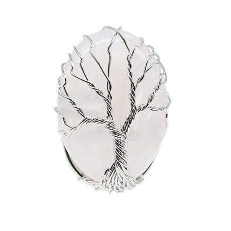 Ring - Crystal Quartz with Tree of Life - Adjustable