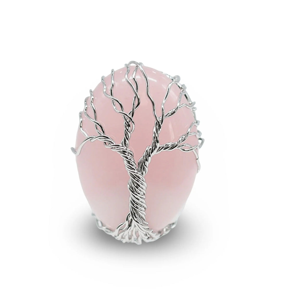 Ring - Rose Quartz with Tree of Life - Adjustable
