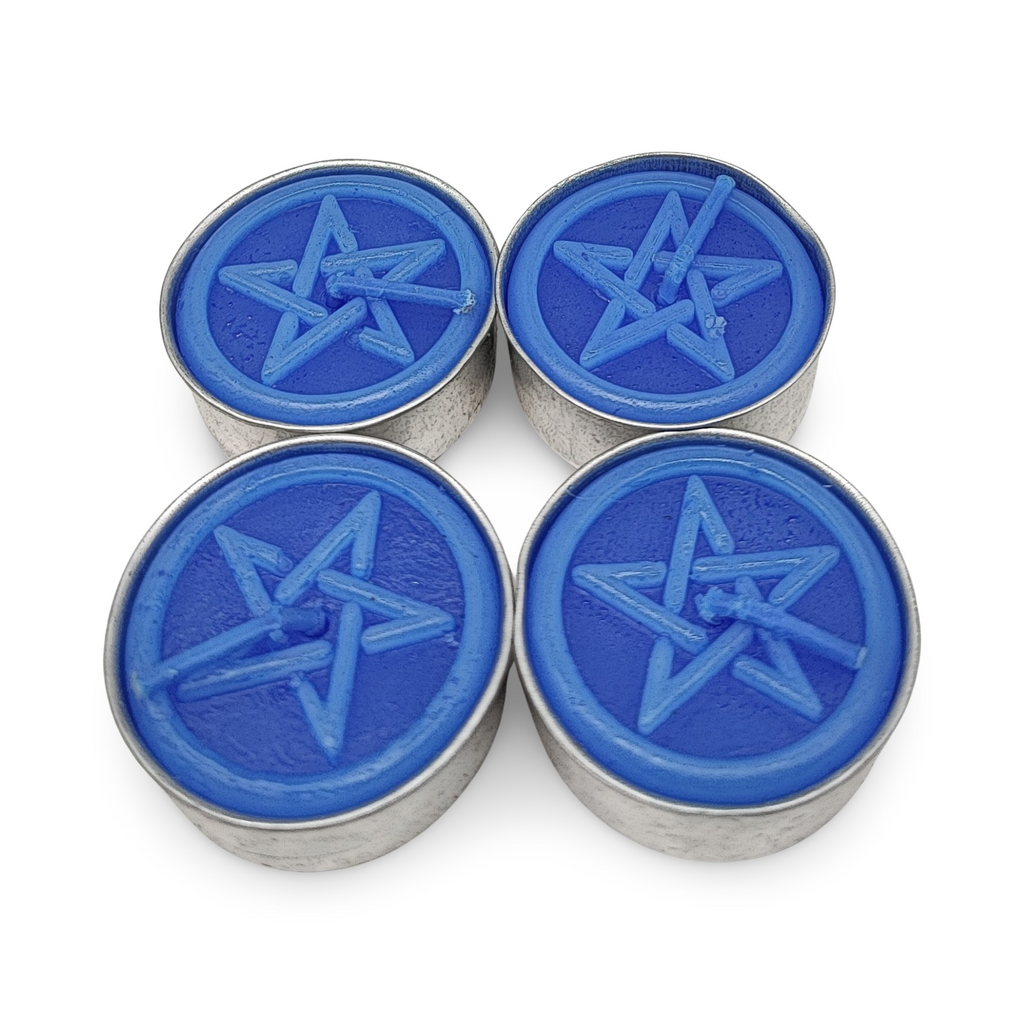 Ritual Candle -Tealights -Blue -Pentacle -Pack of 4