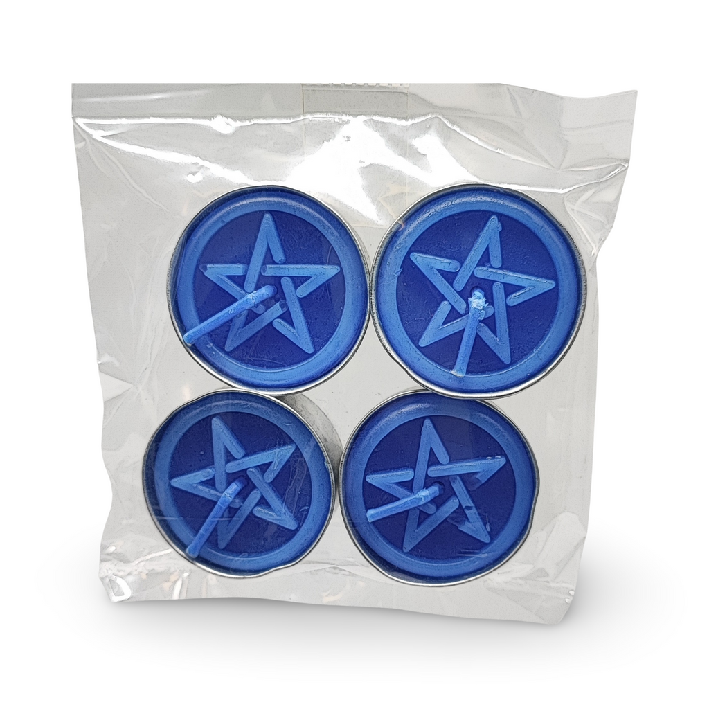 Ritual Candle -Tealights -Blue -Pentacle -Pack of 4
