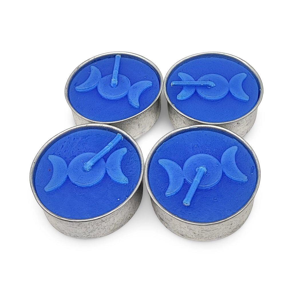 Ritual Candle -Tealights -Blue -Triple Moon -Pack of 4