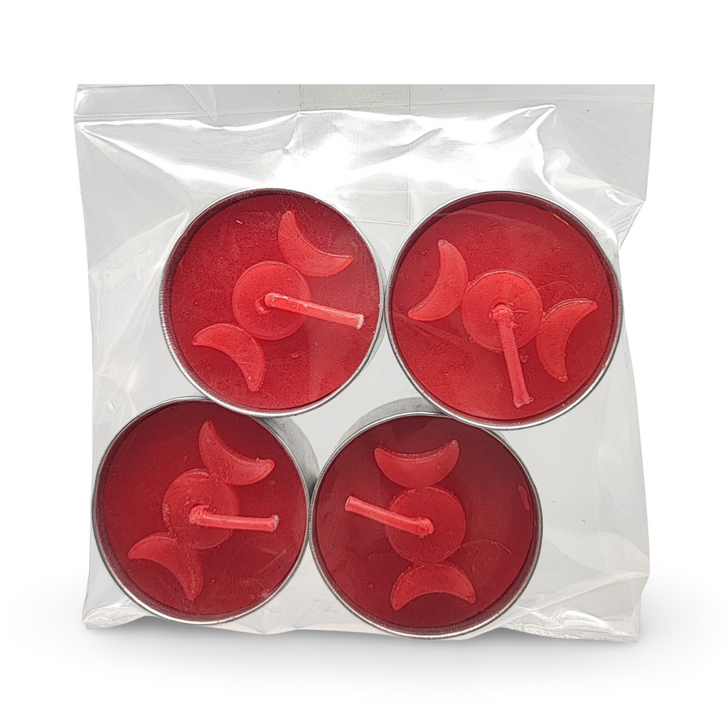 Ritual Candle -Tealights -Red -Triple Moon -Pack of 4