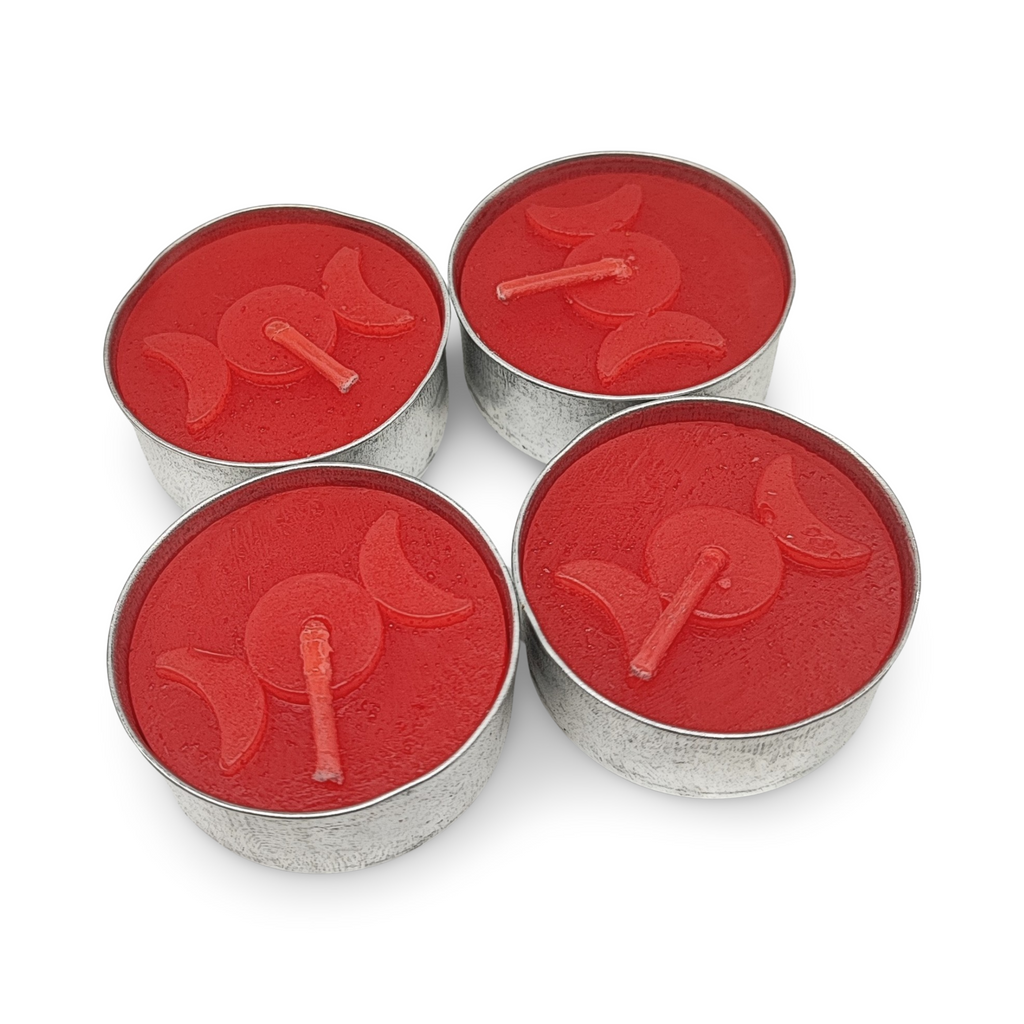 Ritual Candle -Tealights -Red -Triple Moon -Pack of 4