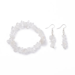 Bracelet & Earring - Elegant Gemstone Bracelet and Earring Set - Chips Crystal Quartz