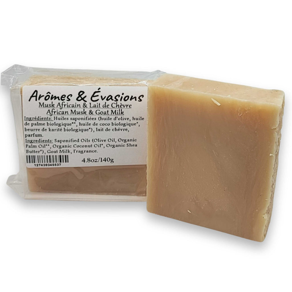 Soap Bar -Cold Process -African Musk & Goat Milk -Woody Scent -Aromes Evasions 