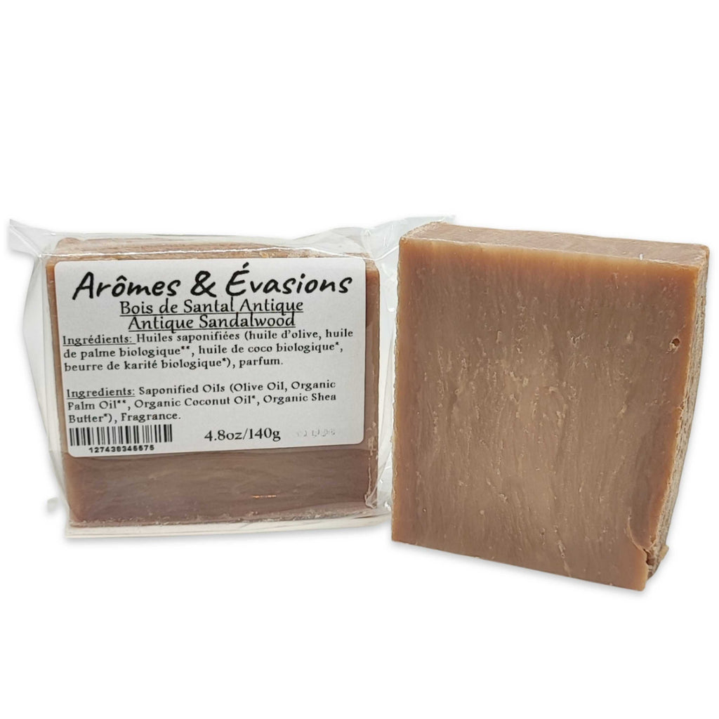 Soap Bar -Cold Process -Antique Sandalwood Arômes & Évasions.