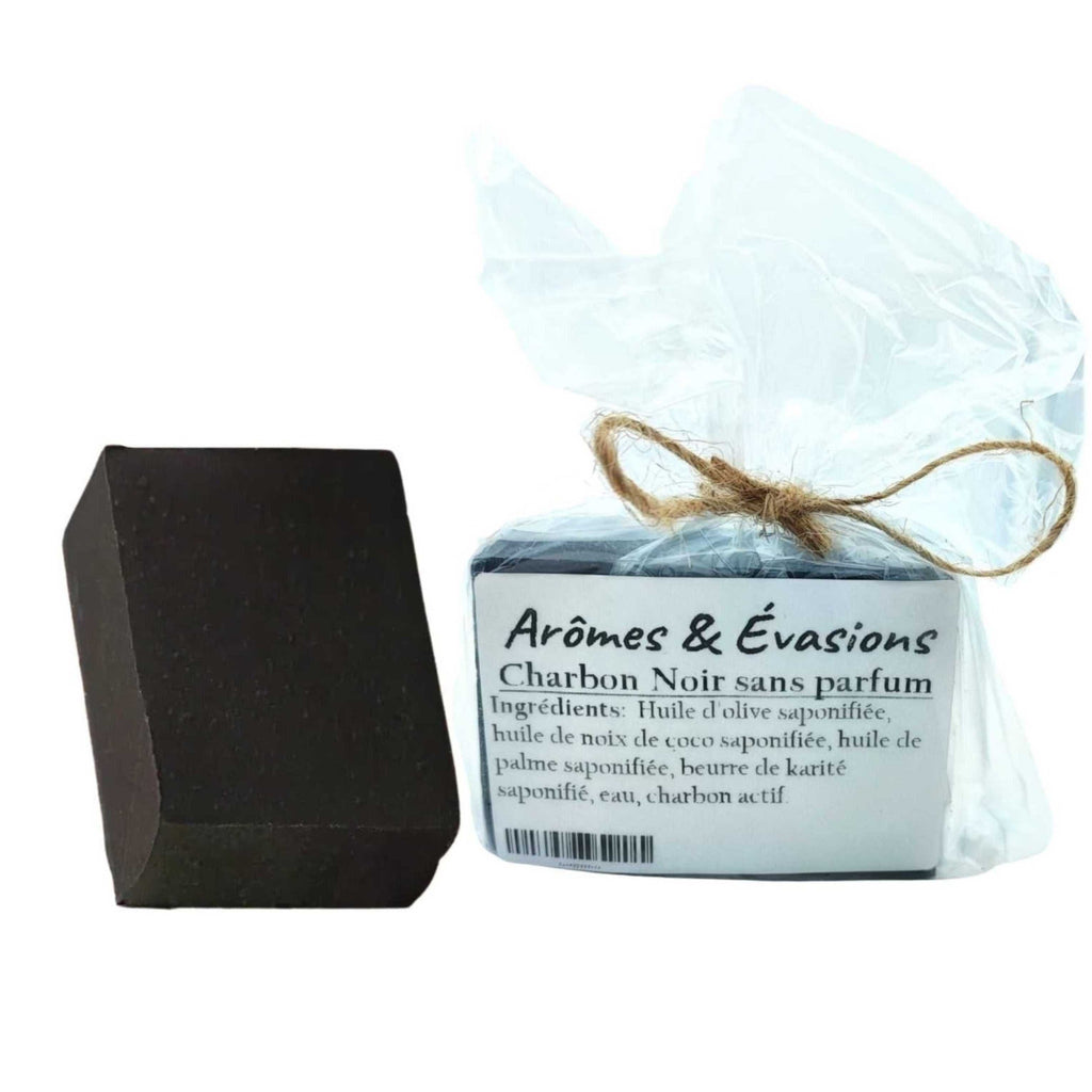 Soap Bar -Cold Process -Black Charcoal -Unscented -Unscented -Aromes Evasions 