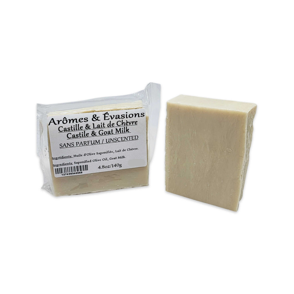 Soap Bar - Cold Process - Castile & Goat Milk - Unscented Arômes & Évasions.