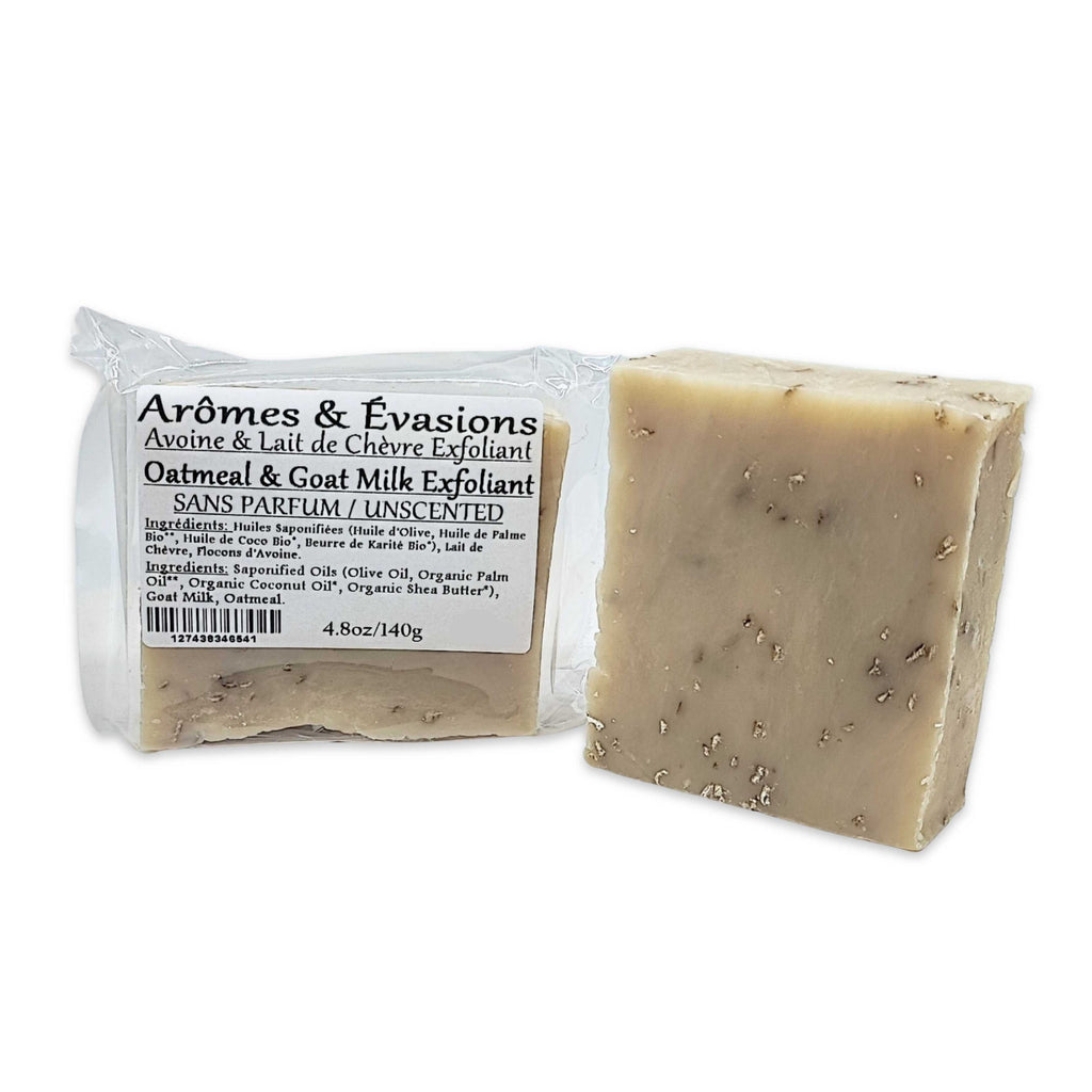 Soap Bar -Cold Process -Exfoliant -Oatmeal & Goat Milk -Unscented -Unscented -Aromes Evasions 