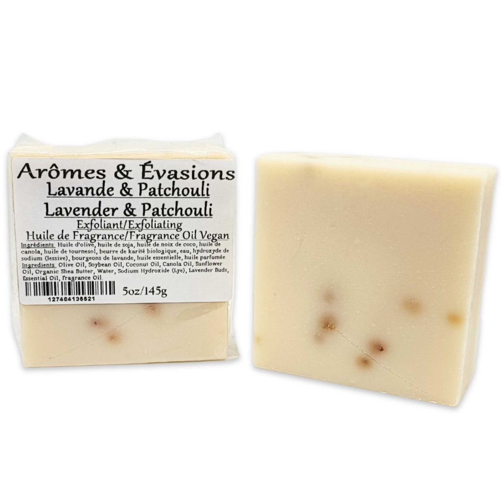 Soap Bar -Cold Process -Lavender & Patchouli -Herbal Scent -Aromes Evasions 