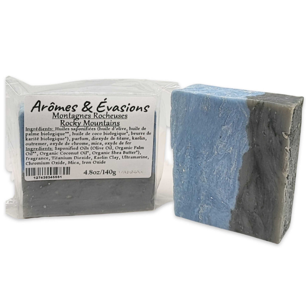 Soap Bar -Cold Process -Rocky Mountains -Woody Scent -Aromes Evasions 