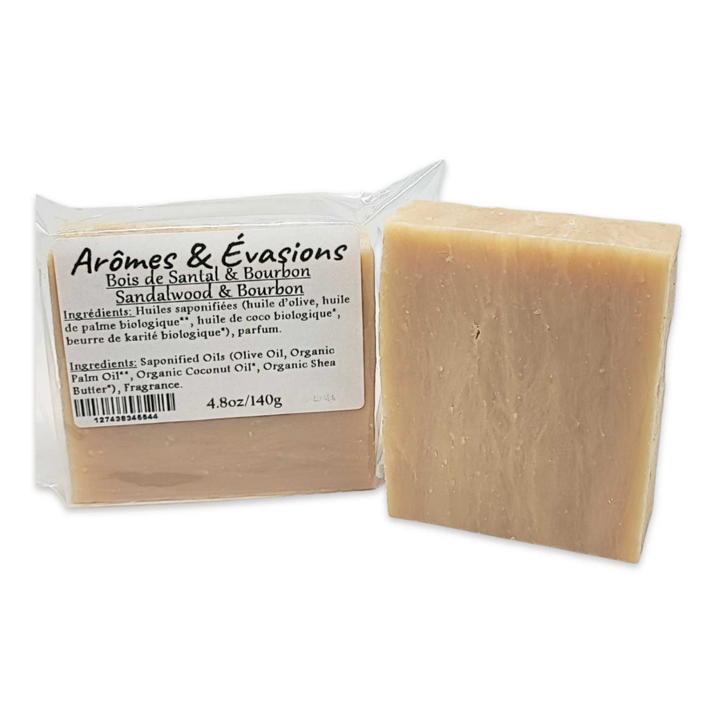 Soap Bar -Cold Process -Sandalwood & Bourbon Arômes & Évasions.