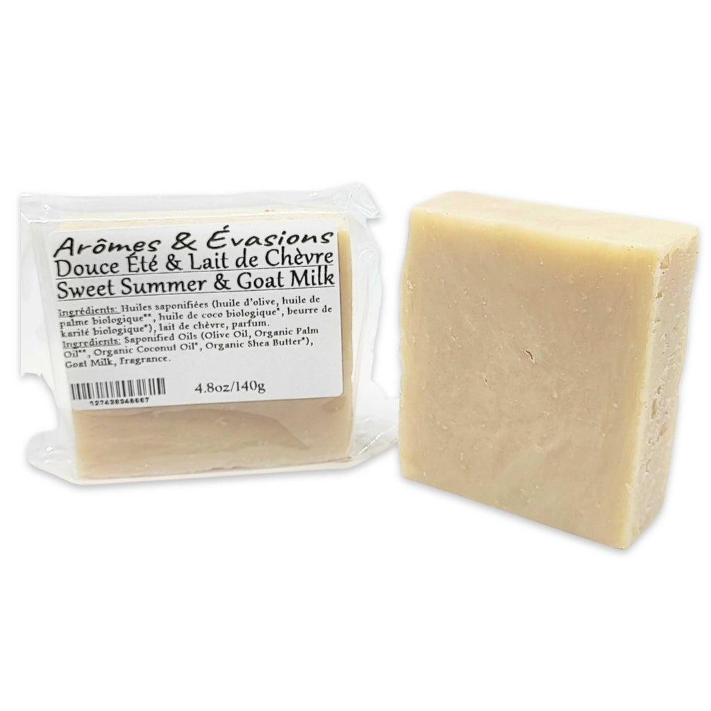 Soap Bar -Cold Process -Sweet Summer & Goat Milk -Fruity Scent -Aromes Evasions 