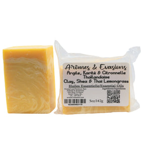 Soap Bar - Cold Process - Clay & Shea with Thai Lemongrass - 5oz