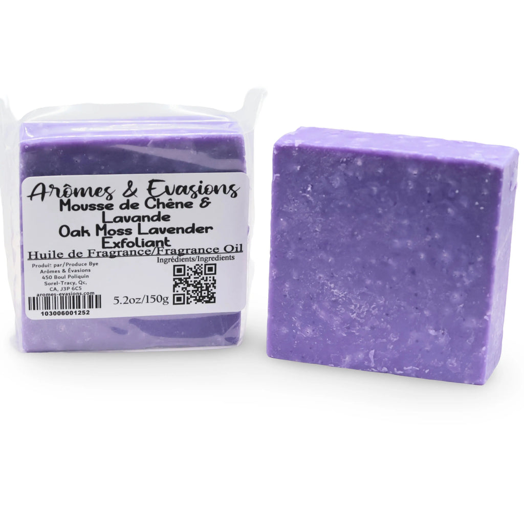 Soap Bar - Cold Process - Exfoliant - Oak Moss & Lavender - 5.2oz Arômes & Évasions.