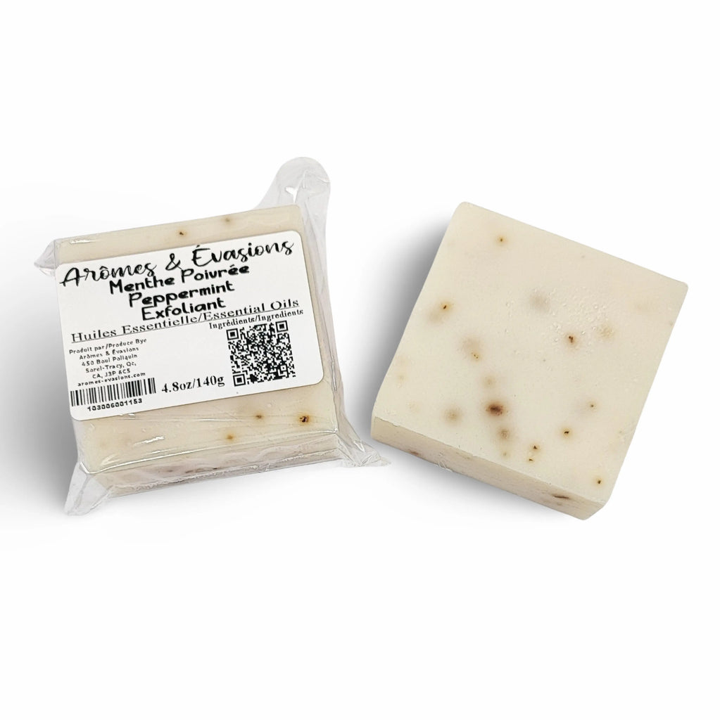 Soap Bar -Cold Process -Exfoliant -Peppermint Arômes & Évasions.