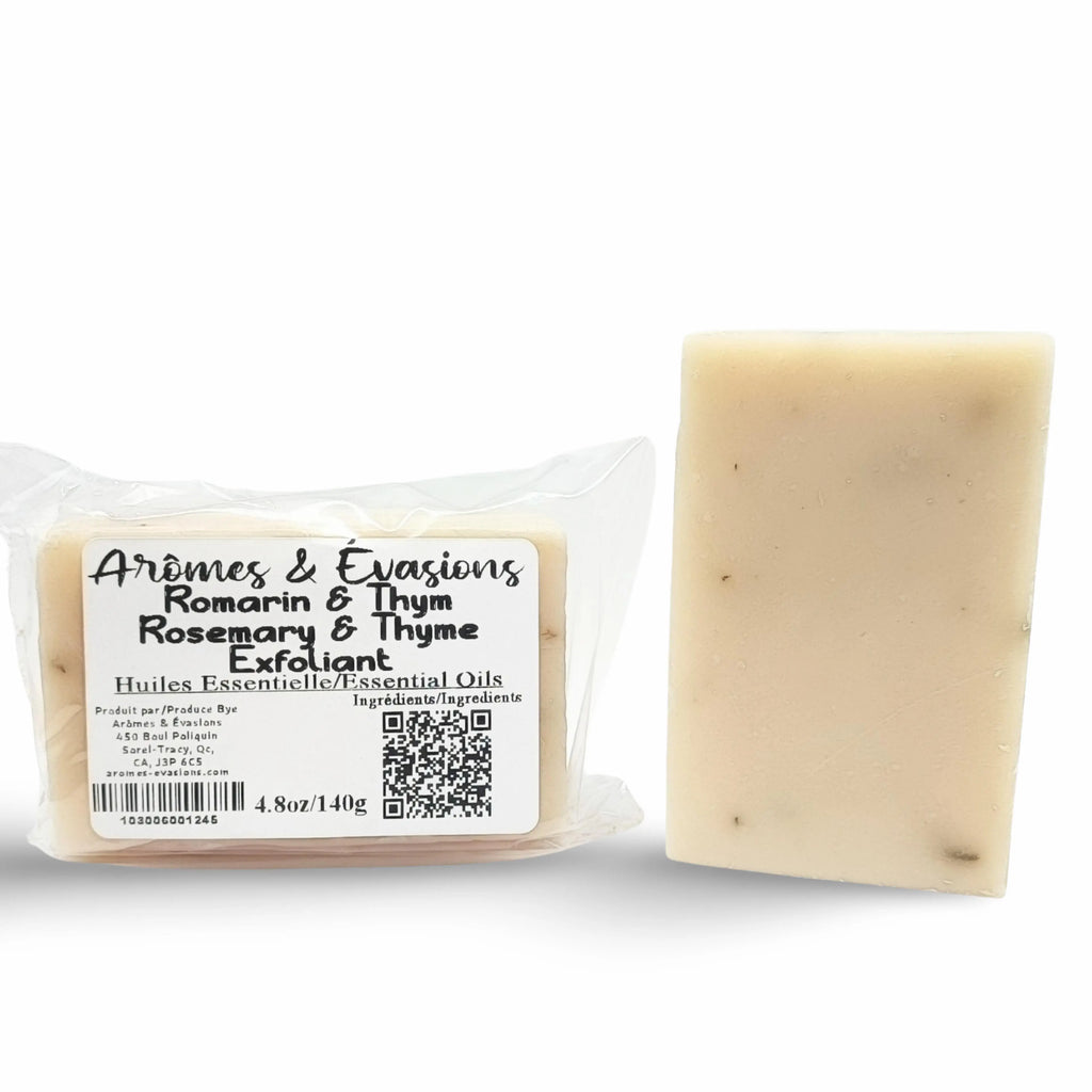Soap Bar -Cold Process -Exfoliant -Rosemary & Thyme Arômes & Évasions.