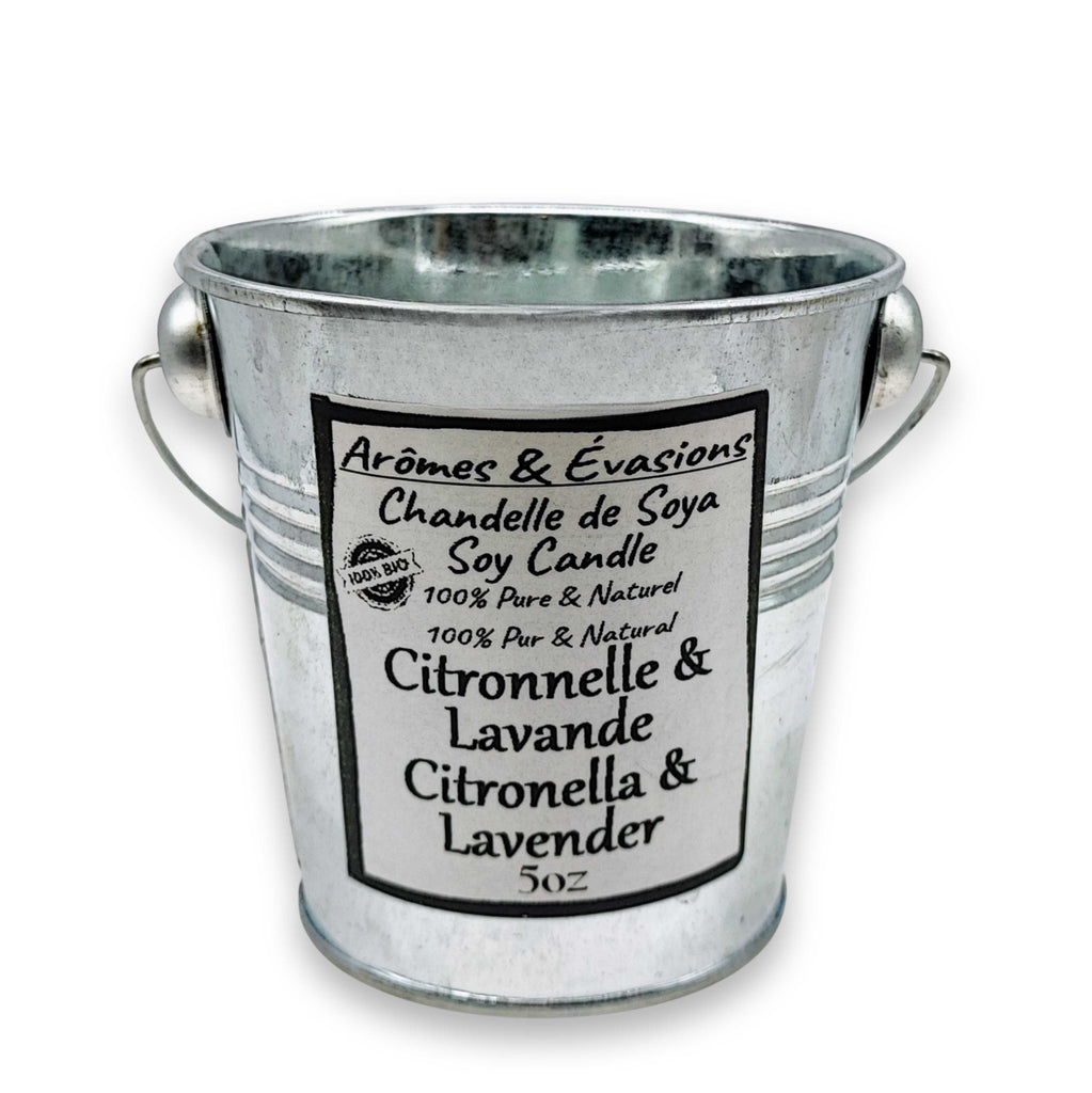Soy Candle -Citronella & Lavender -5 oz -Metal Bucket