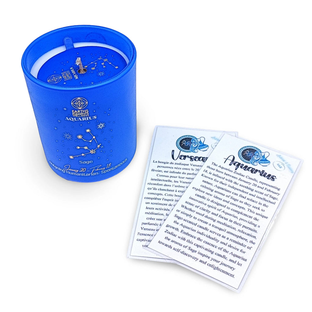 Soy Candle -Zodiac Candle Signs Set Aquarius Zodiac Candle Scent: Sage