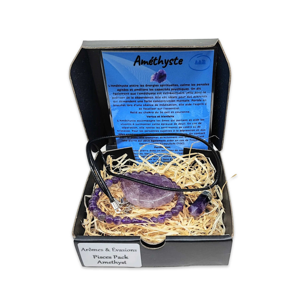 Stone -Astrological Sign Pack -Pisces -Amethyst -Gift Set -Aromes Evasions 