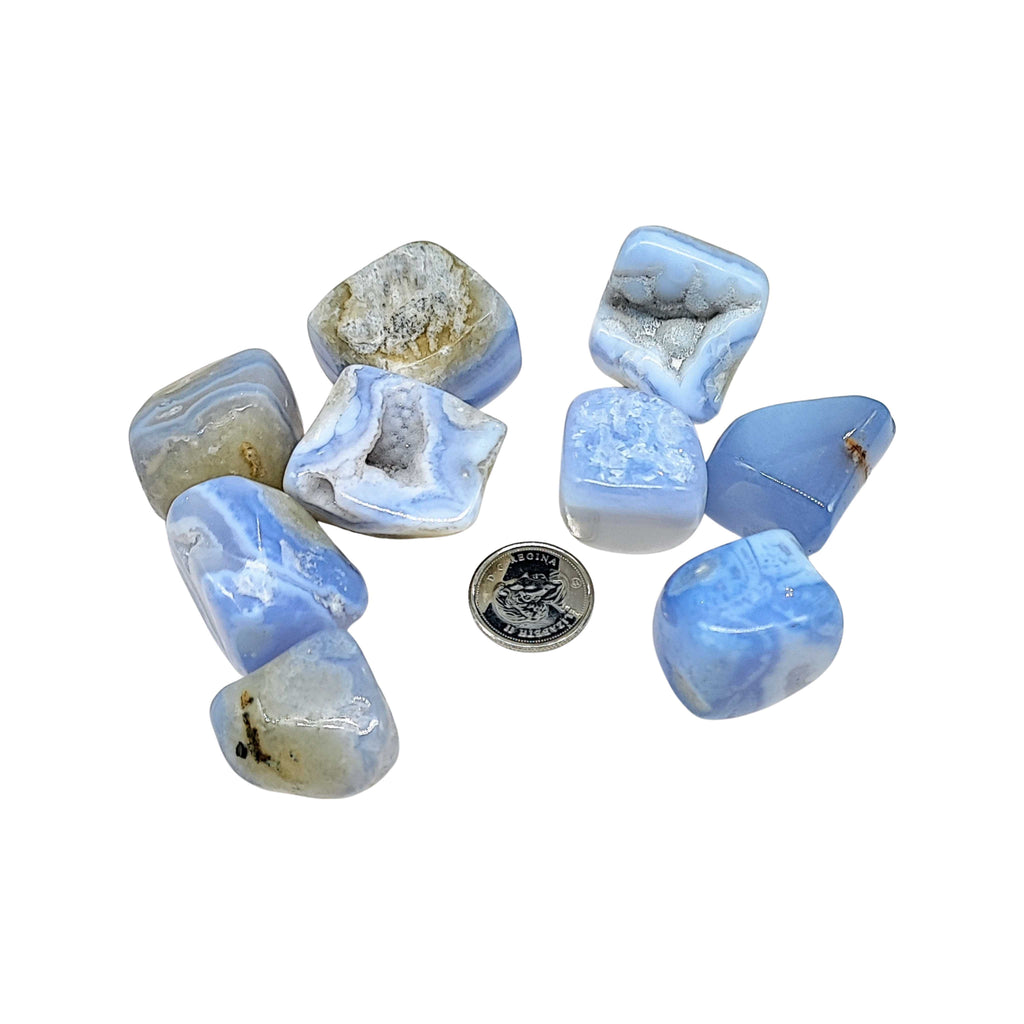 Stone -Blue Lace Agate -Tumbled -Large Arômes & Évasions.