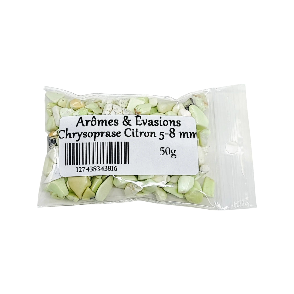 Stone -Tumbled Chips -Lemon Chrysoprase -5 to 8mm 50 g