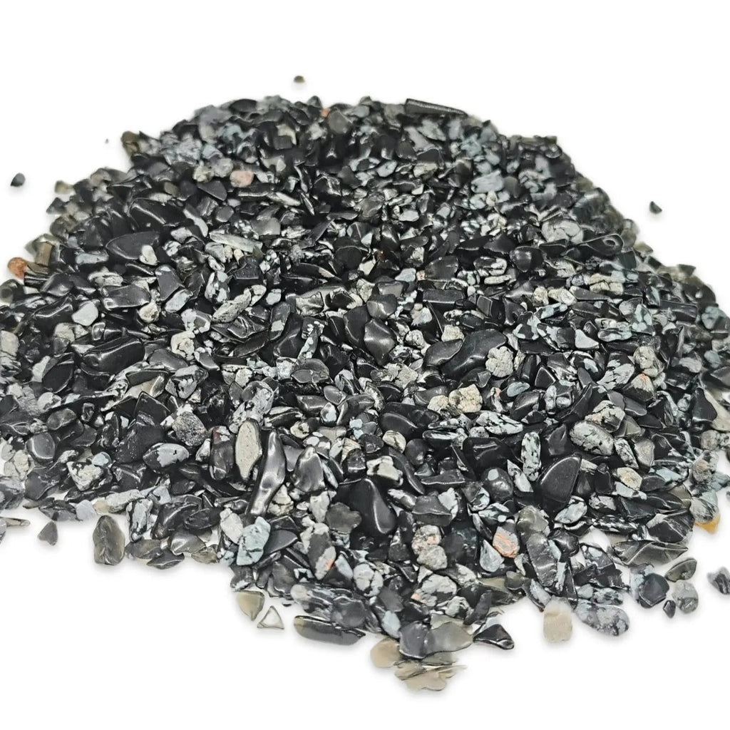 Stone - Tumbled Chips - Snowflake Obsidian - 2 to 4mm 500 g