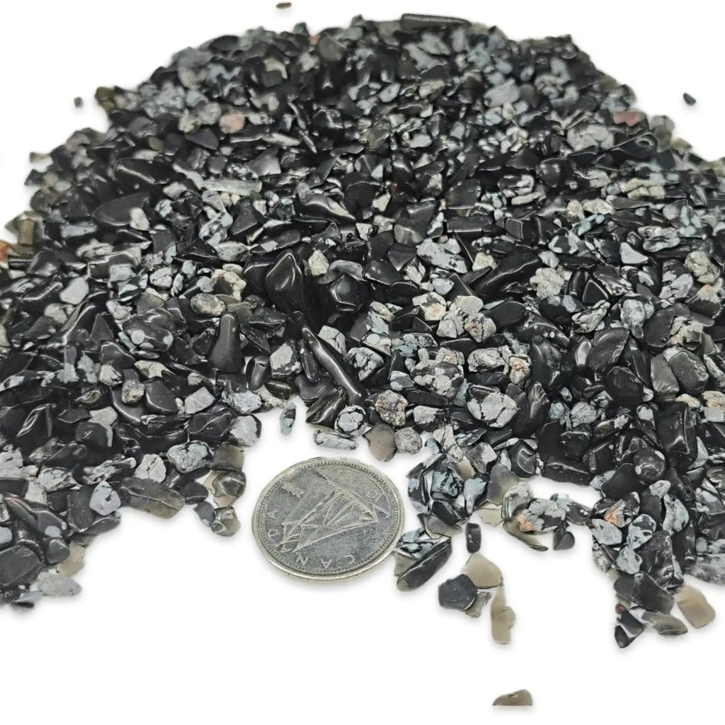 Stone - Tumbled Chips - Snowflake Obsidian - 2 to 4mm