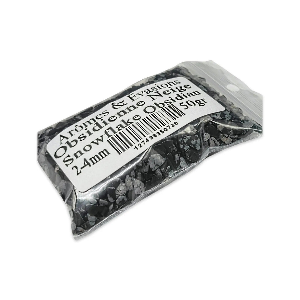 Stone -Tumbled Chips -Snowflake Obsidian -2 to 4mm 50 g