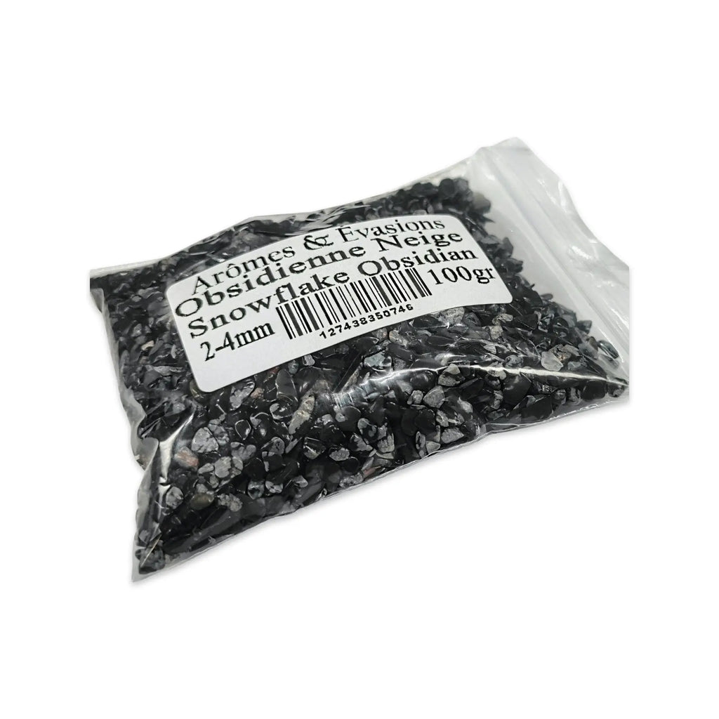 Stone -Tumbled Chips -Snowflake Obsidian -2 to 4mm 100 g