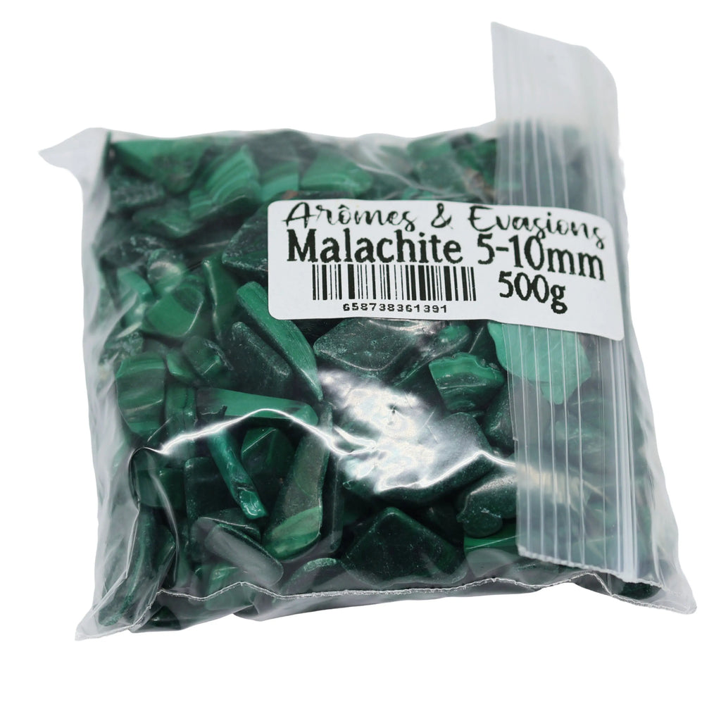 Stone -Tumbled Chips -Malachite -5mm to 10mm 500 g