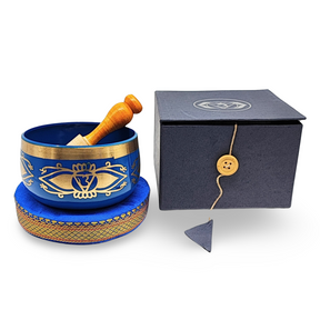 Tibetan Singing Bowl -Solid Brass -7 Chakras -4″ 6-Chakra Third Eye - D5 Note 432HZ