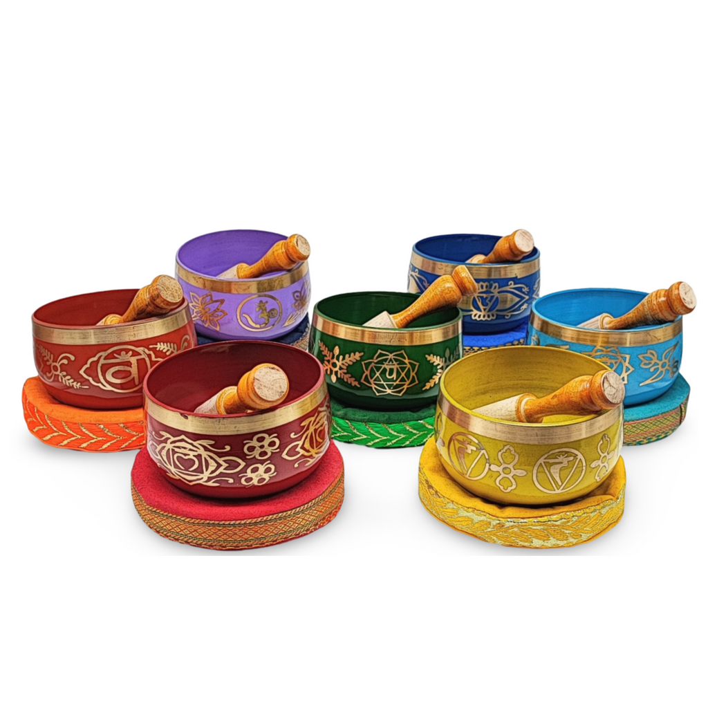 Tibetan Singing Bowl -Solid Brass -7 Chakras -4″ - Arômes et Évasions