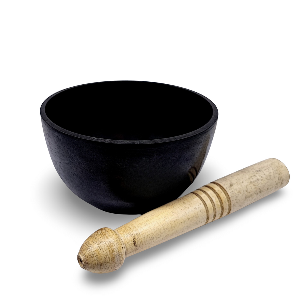 Tibetan Singing Bowl -Solid Brass -Black -5″ -C#5 Note 432HZ Arômes & Évasions.