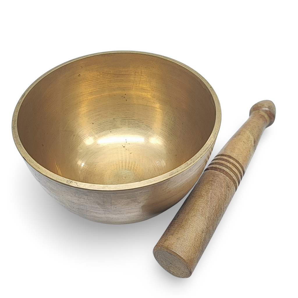 Tibetan Singing Bowl -Solid Brass -Natural -5″ -B4 Note 432HZ