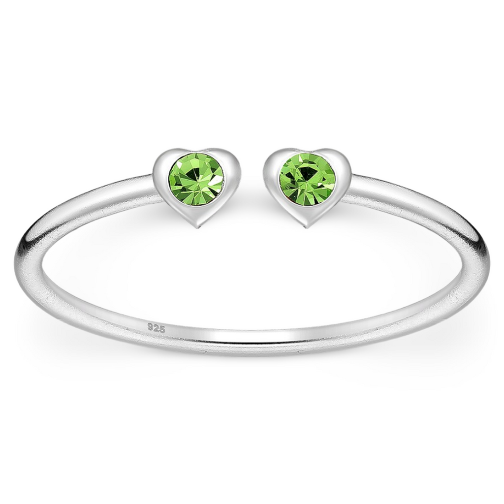 Toe Ring -925 Sterling Silver -Adjustable -Heart Shape Emerald
