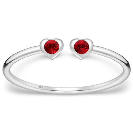 Toe Ring -925 Sterling Silver -Adjustable -Heart Shape Garnet