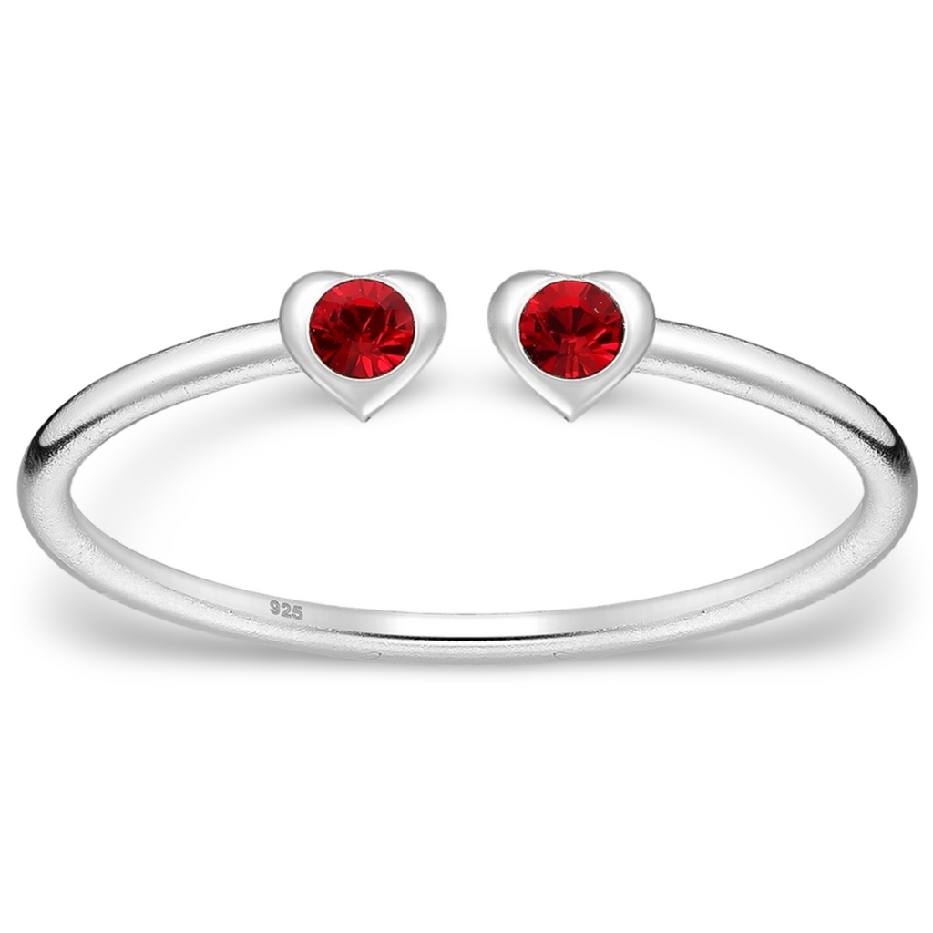 Toe Ring -925 Sterling Silver -Adjustable -Heart Shape Garnet