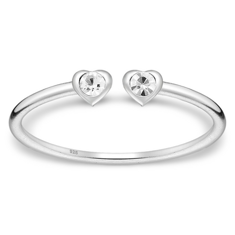 Toe Ring -925 Sterling Silver -Adjustable -Heart Shape Crystal