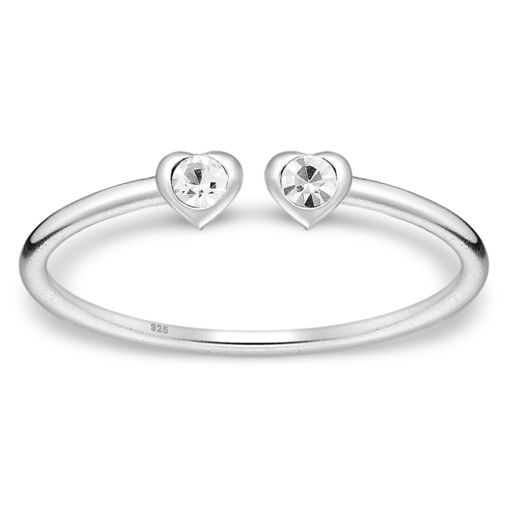 Toe Ring -925 Sterling Silver -Adjustable -Heart Shape Crystal