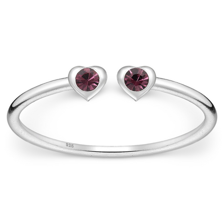 Toe Ring -925 Sterling Silver -Adjustable -Heart Shape Amethyst