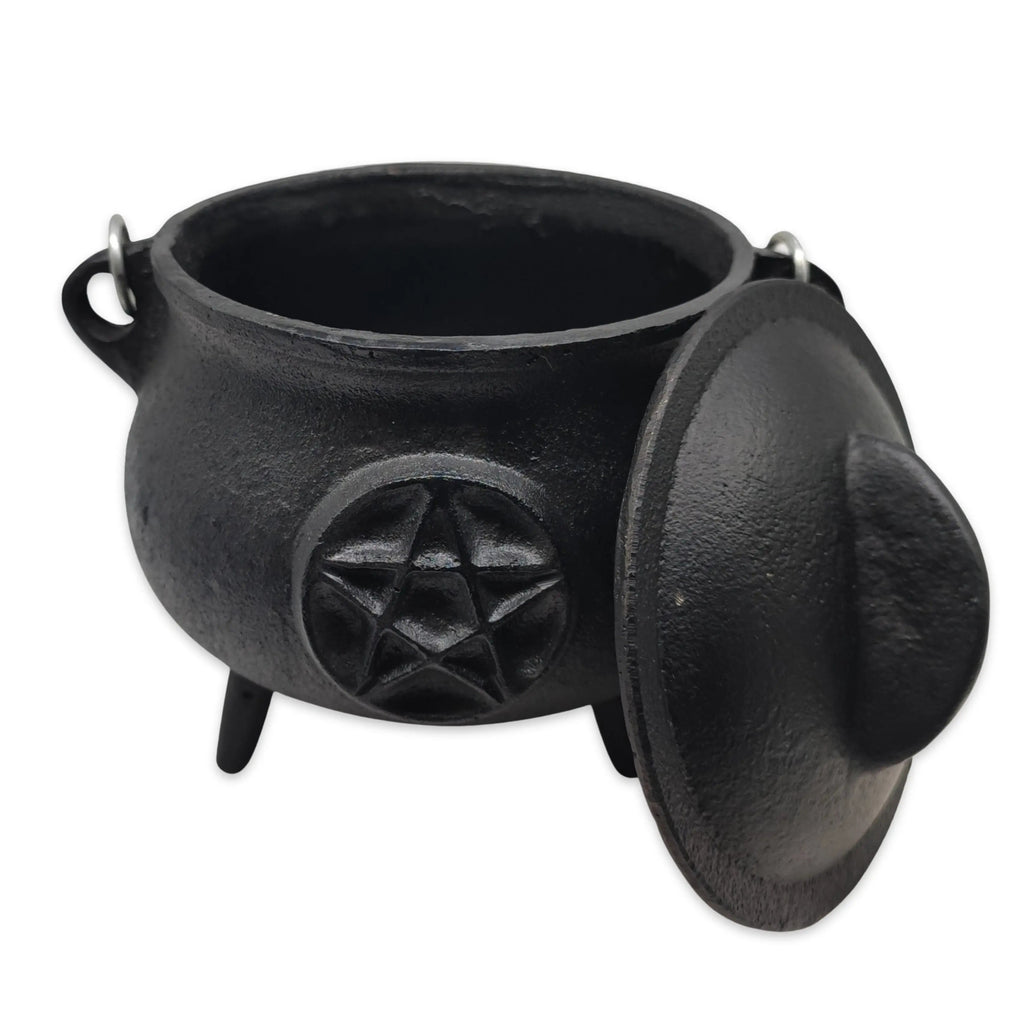 Wicca & Pagan - Cauldron Cast & Iron - Black Pentacle - 5.5"