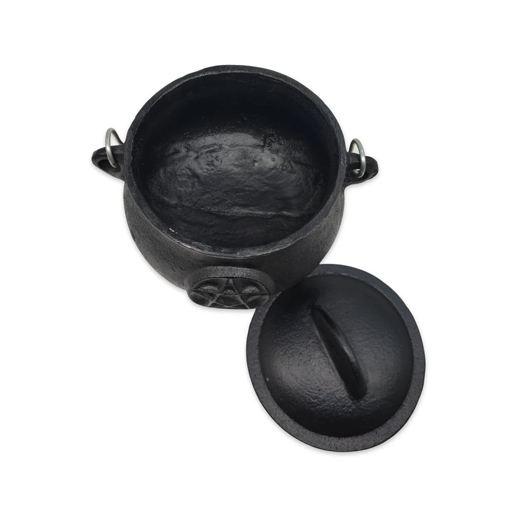 Wicca & Pagan -Cauldron -Cast Iron -Black -Pentacle -5.5''