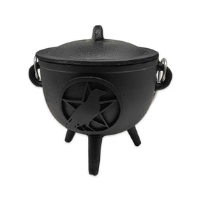 Wicca & Pagan -Cauldron -Cast Iron -Raven & Pentacle -4.5''