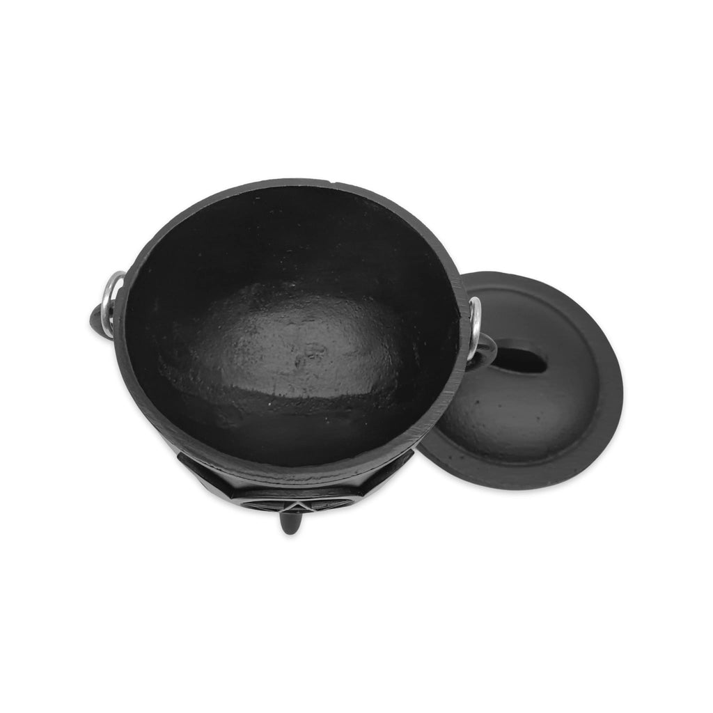 Wicca & Pagan -Cauldron -Cast Iron -Triple Moon & Pentacle -4.5''