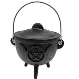 Wicca & Pagan - Cauldron Cast & Iron - Triple Moon & Pentacle - 4.5"