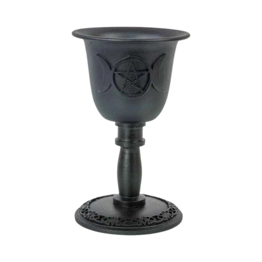Wicca & Pagan -Chalice Mini Candle Holder -Triple Moon & Pentacle