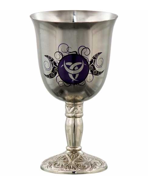 Wicca & Pagan -Chalice Stainless Steel -Triple Moon -Chalice -Aromes Evasions 