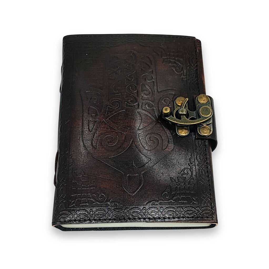 Wicca & Pagan -Leather Journal -Hamsa Hand -Leather Journal -Aromes Evasions 