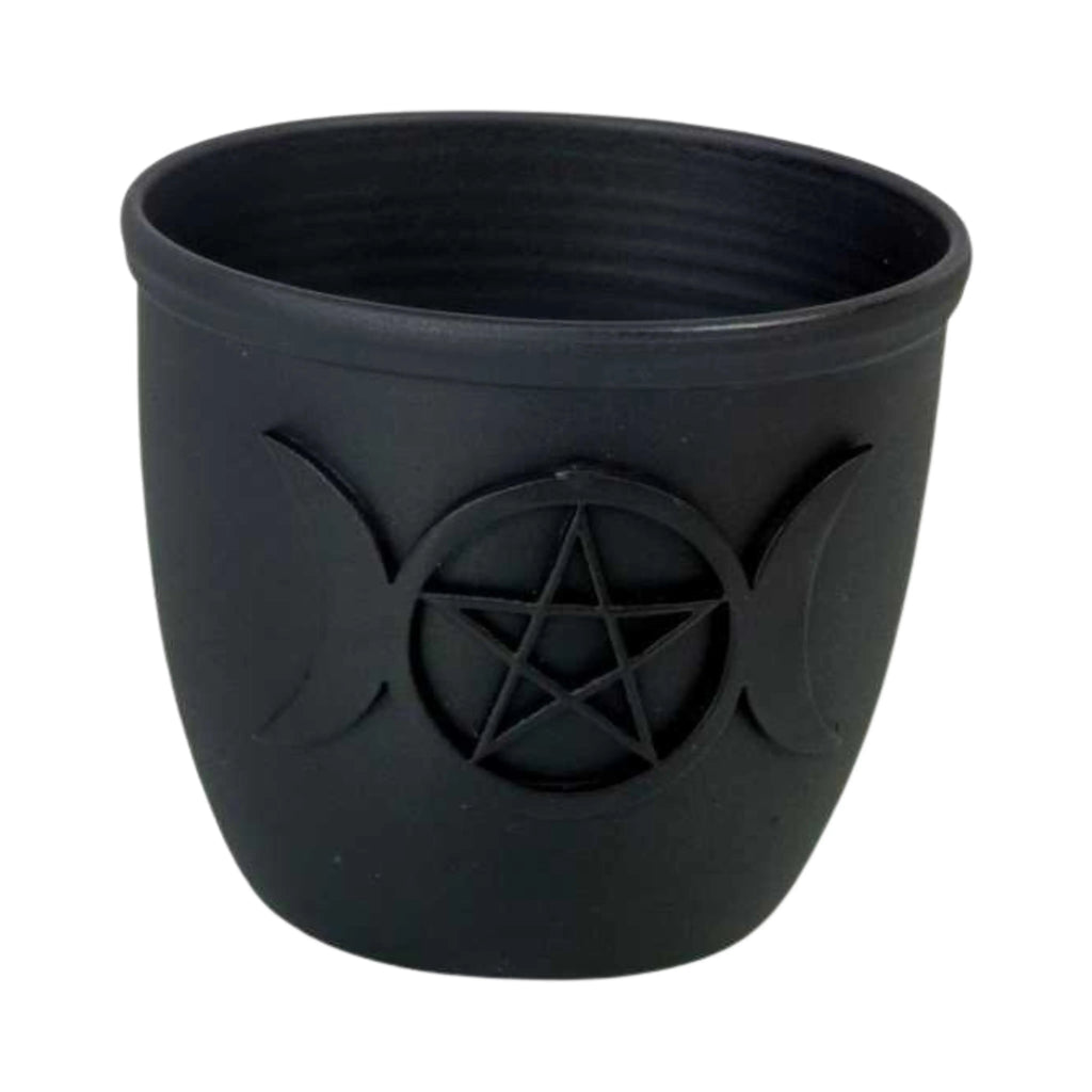 Wicca & Pagan -Mini Candle Holder -Triple Moon & Pentacle